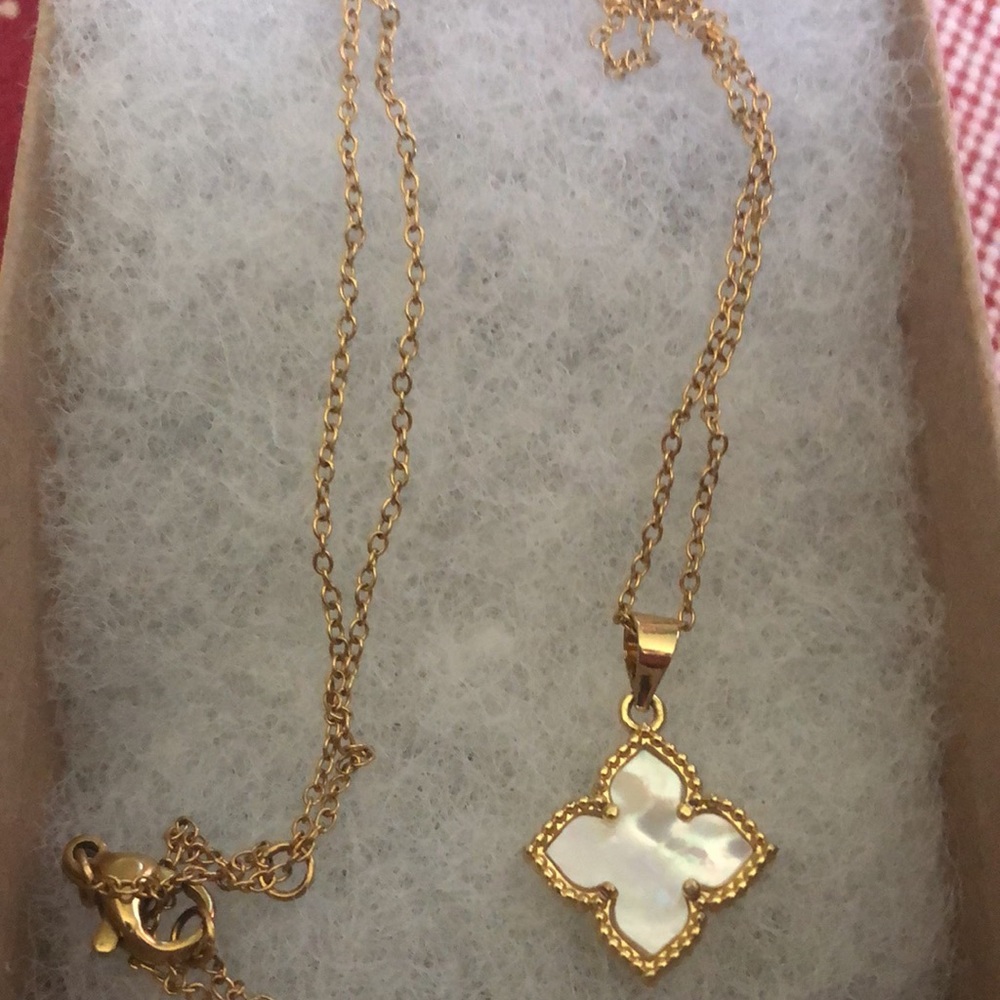 14K yellow gold over brass mother of pearl clover. Nordstrom purchase